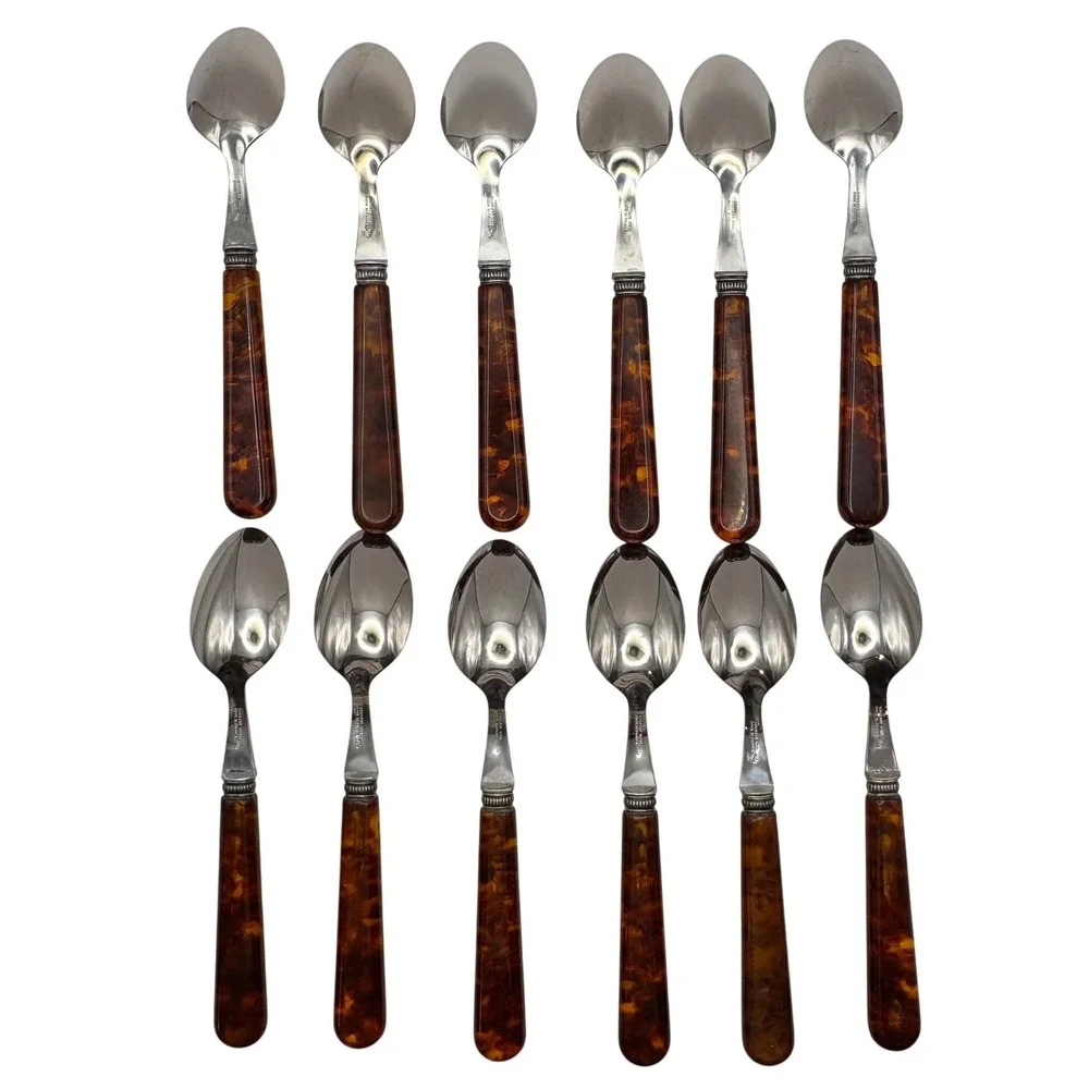 Sabre Paris Jean Dubost Tortoise French Flatware Set 60pc Service for 12 France